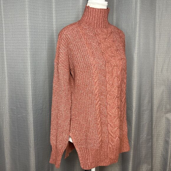 Maurices Women's Rust Detailed Knit Turtleneck Sweater Oversized XS - Picture 8 of 11